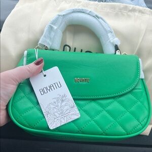 BOYATU Green Quilted Leather Women's Bag